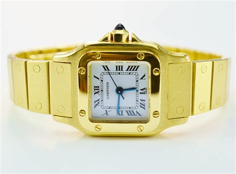 cartier 18k yellow gold santos watch|santos watch cartier price.